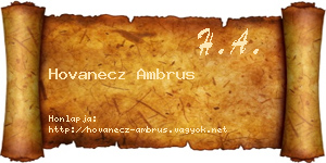 Hovanecz Ambrus névjegykártya